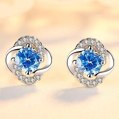 Bông tai bạc nữ đính đá CZ cỏ 4 lá LILI_453329_3