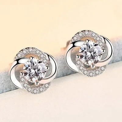 Bông tai bạc nữ đính đá CZ cỏ 4 lá LILI_453329_6