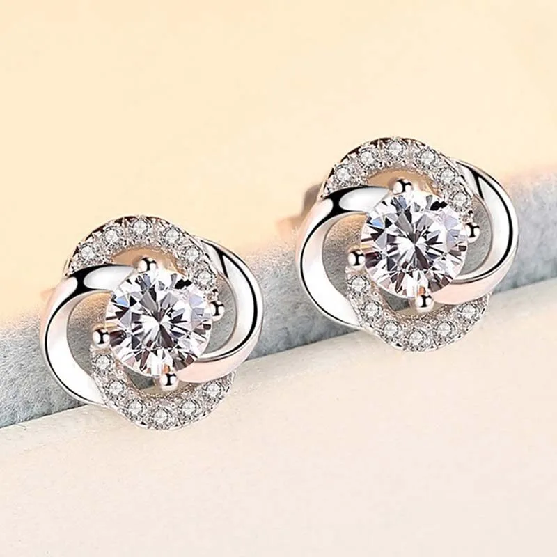 Bông tai bạc nữ đính đá CZ cỏ 4 lá LILI_453329_6