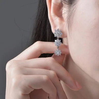 Bông tai bạc nữ mạ vàng đính đá CZ hình hoa hồng LILI_126482_23