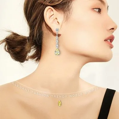 Khuyên tai bạc nữ đính đá Carbon tổng hợp hình giọt nước LILI_696116_6