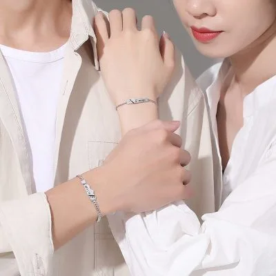 Lắc tay bạc cặp đôi đính đá CZ I Love You S'acapo LILI_241187_3