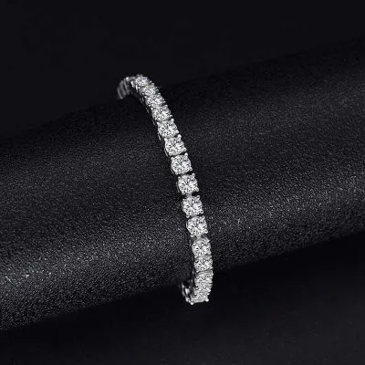 Lắc tay bạc nữ dạng xích đính đá Carbon tổng hợp Jena LILI_954845_4