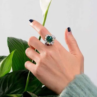 Nhẫn bạc nữ đính đá Carbon hình bông hoa xinh xắn LILI_871818_6