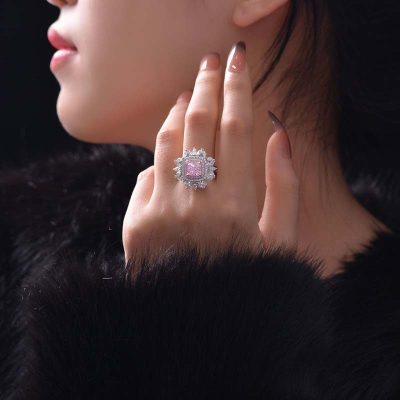 Nhẫn bạc nữ đính đá Carbon tổng hợp hình bông hoa hồng LILI_181488_9