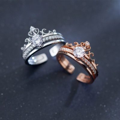 Bộ 2 nhẫn bạc nữ đính đá CZ 2 tầng dạng xếp chồng vương miện LILI_519237_4