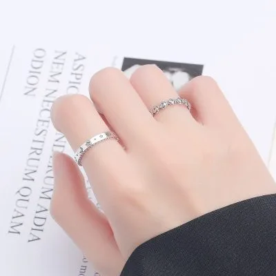 Bộ nhẫn bạc nữ S925 trăng sao hoa hồng LILI_226368_4