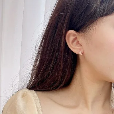 Bông tai bạc nữ đính đá CZ cành thường xuân LILI_691822_2