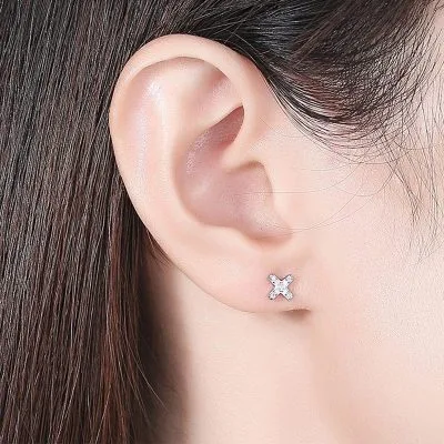 Bông Tai Bạc Nữ đính đá CZ Hình Chữ X O LILI 747471 6