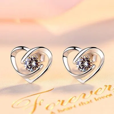 Bông tai bạc nữ đính đá CZ hình trái tim LILI_547816_1