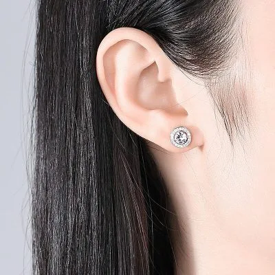 Bông tai bạc nữ đính đá CZ tròn Ladonna LILI_845483_4