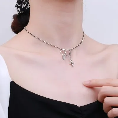 Dây chuyền Choker bạc nữ dạng hạt tròn Leonard LILI_968748_4