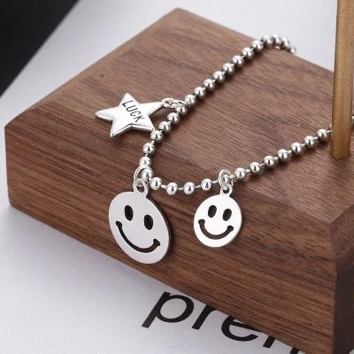 Dây chuyền bạc nữ dạng hạt tròn ngôi sao mặt cười Ryder LILI_733381_2