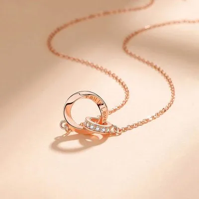 Dây chuyền bạc nữ đính đá CZ dạng nhẫn đôi Fall In Love LILI_748855_1