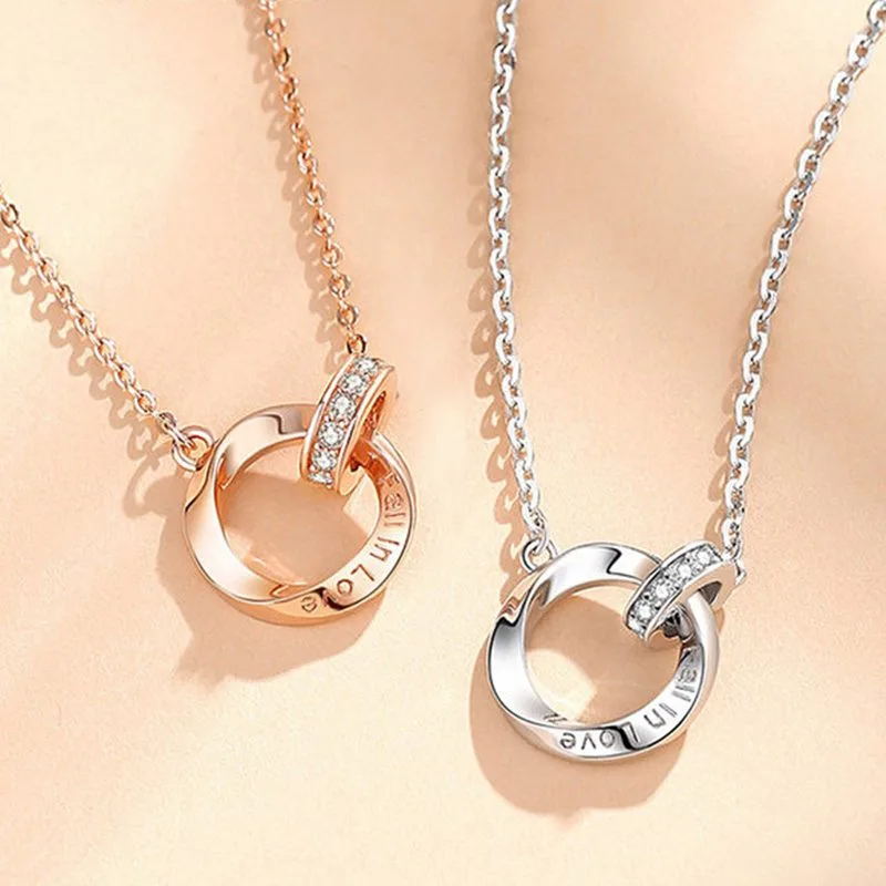 Dây chuyền bạc nữ đính đá CZ dạng nhẫn đôi Fall In Love LILI_748855_3