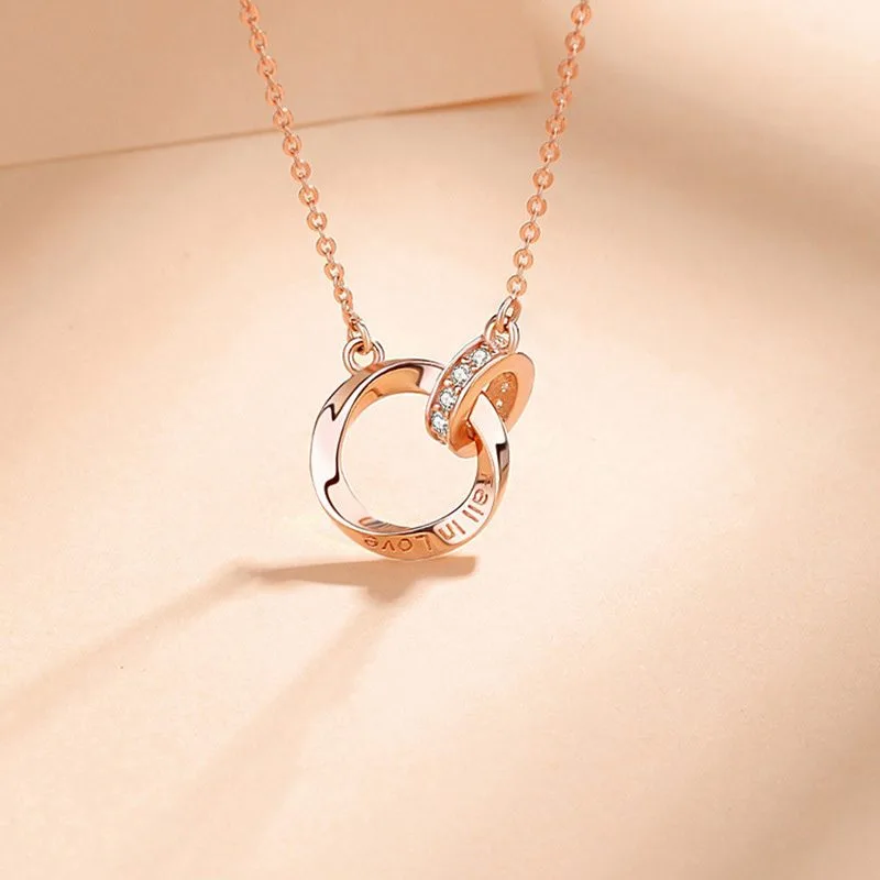 Dây chuyền bạc nữ đính đá CZ dạng nhẫn đôi Fall In Love LILI_748855_4