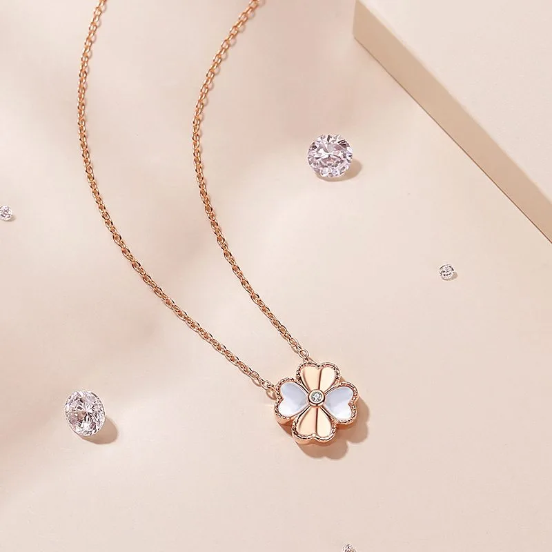 Dây chuyền bạc nữ đính kim cương tự nhiêu cỏ 4 lá LILI_832459_5