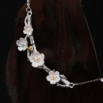 Dây chuyền bạc nữ đính pha lê hình bông hoa mận LILI_434427_4