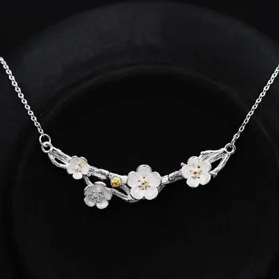 Dây chuyền bạc nữ đính pha lê hình bông hoa mận LILI_434427_5