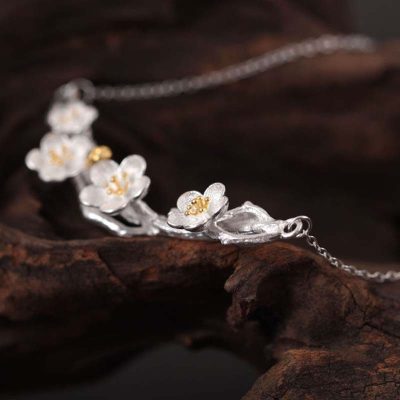Dây chuyền bạc nữ đính pha lê hình bông hoa mận LILI_434427_6