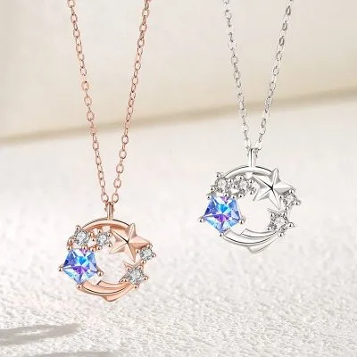 Dây chuyền bạc nữ mạ vàng đính đá CZ hình ngôi sao băng LILI_162286_4