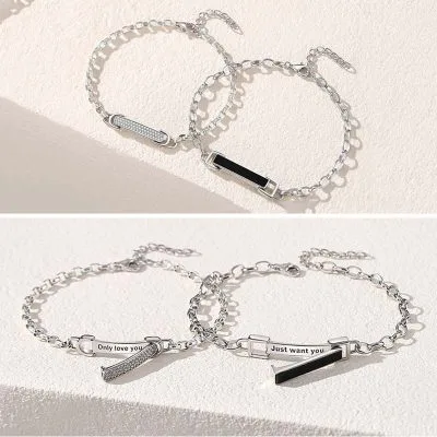 Lắc tay bạc cặp đôi đóng mở đính đá CZ, Onyx Love You LILI_361965_15