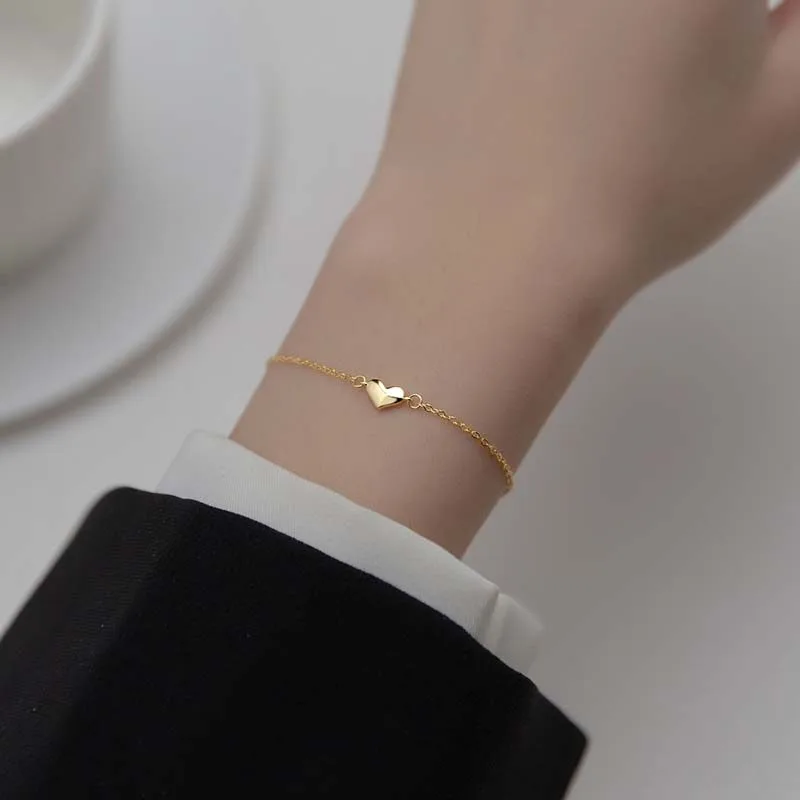 Lắc Tay Bạc Nữ Dạng Mảnh Hình Trái Tim LILI 626988 1