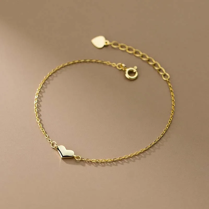 Lắc Tay Bạc Nữ Dạng Mảnh Hình Trái Tim LILI 626988 3