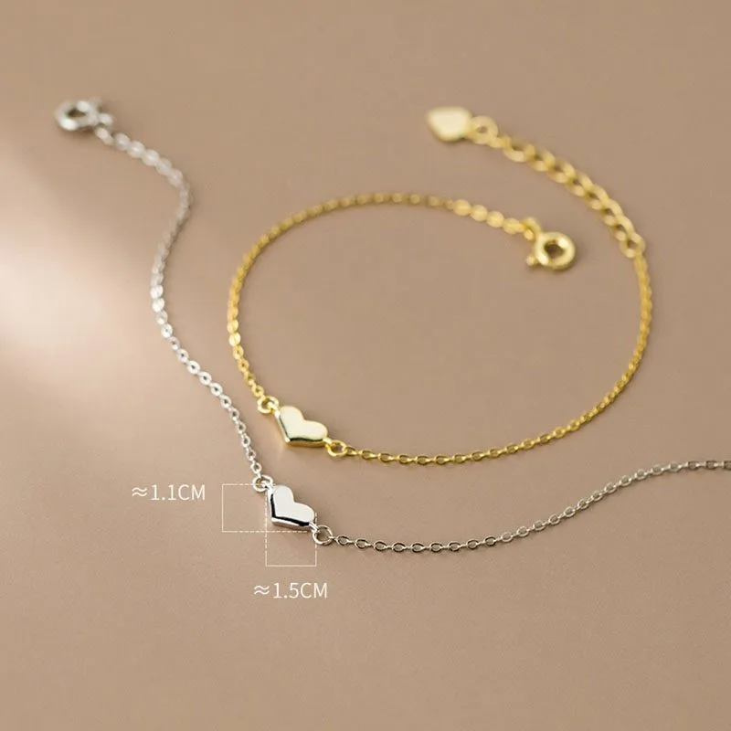Lắc Tay Bạc Nữ Dạng Mảnh Hình Trái Tim LILI 626988 4