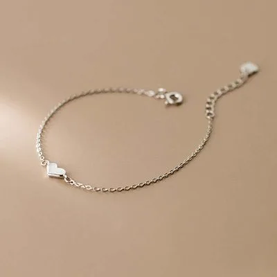 Lắc Tay Bạc Nữ Dạng Mảnh Hình Trái Tim LILI 626988 5