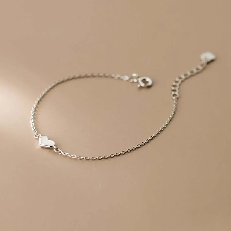 Lắc Tay Bạc Nữ Dạng Mảnh Hình Trái Tim LILI 626988 5