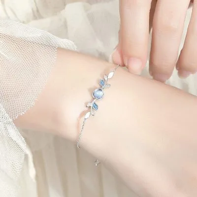 Lắc tay bạc nữ đính đá CZ hình cành lộc non LILI_247931_4