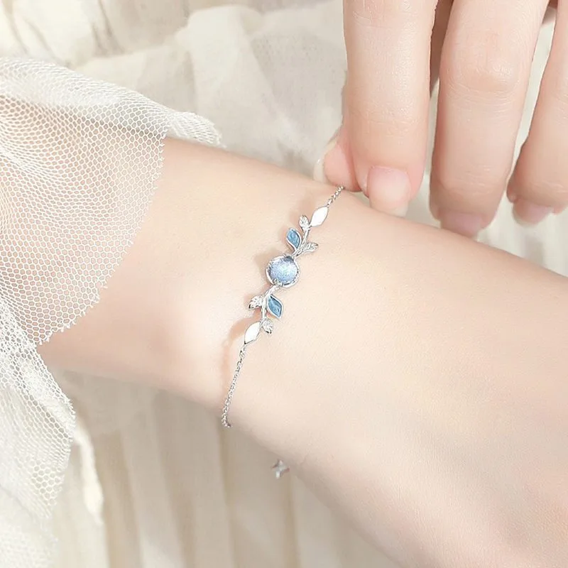 Lắc tay bạc nữ đính đá CZ hình cành lộc non LILI_247931_4