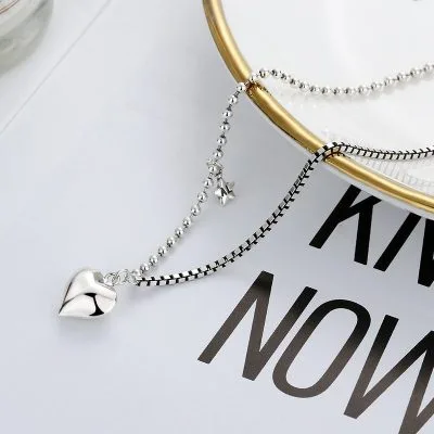 Lắc tay bạc nữ hình trái tim ngôi sao LILI_769317_1