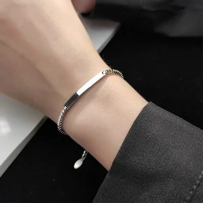 Lắc tay bạc nữ trơn dạng xích Theodore LILI_574551_1