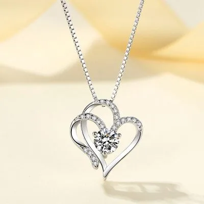 Mặt Dây Chuyền Bạc Nữ đính đá CZ 2 Trái Tim Ghép đôi LILI 763116 21