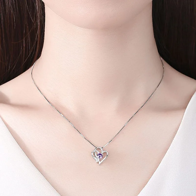 Mặt Dây Chuyền Bạc Nữ đính đá CZ 2 Trái Tim Ghép đôi LILI 763116 22