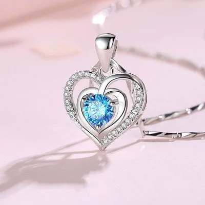 Mặt dây chuyền bạc nữ đính đá CZ trái tim cách điệu LILI_382124_1