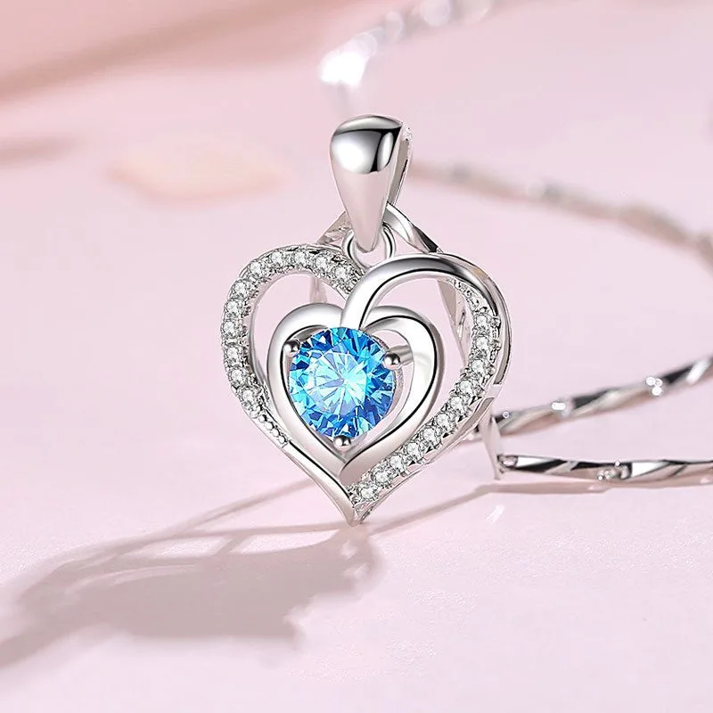 Mặt dây chuyền bạc nữ đính đá CZ trái tim cách điệu LILI_382124_1