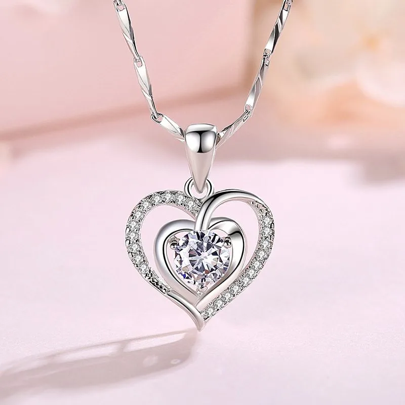 Mặt dây chuyền bạc nữ đính đá CZ trái tim cách điệu LILI_382124_2