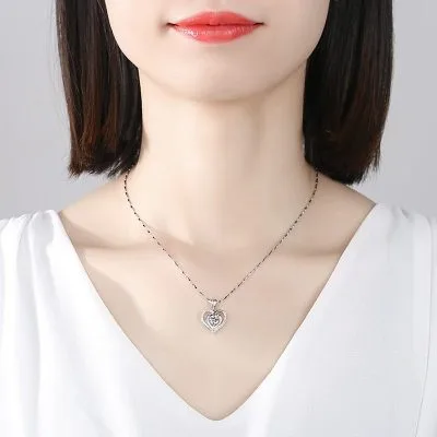 Mặt dây chuyền bạc nữ đính đá CZ trái tim cách điệu LILI_382124_5