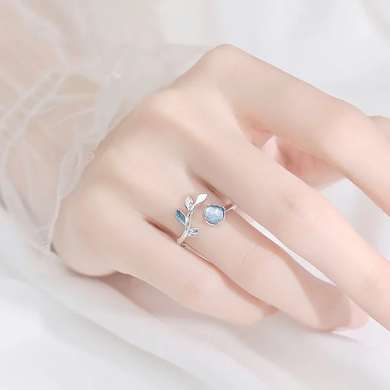 Nhẫn bạc nữ đính đá CZ hình cành lộc non LILI_765887_6