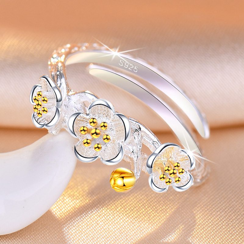 Nhẫn bạc nữ hình bông hoa mận LILI_593326_2