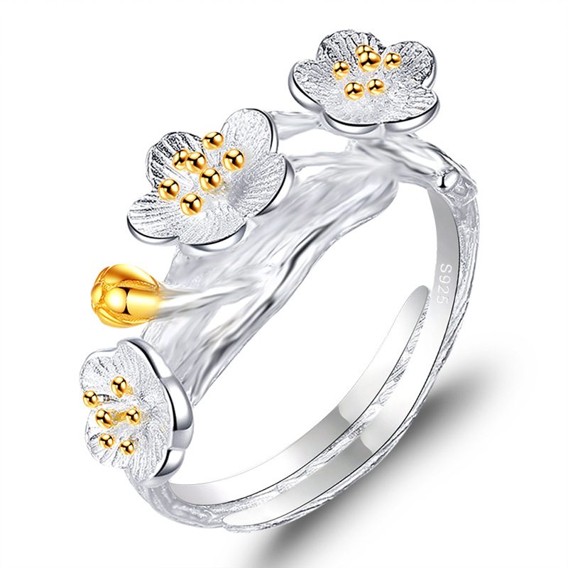 Nhẫn bạc nữ hình bông hoa mận LILI_593326_3