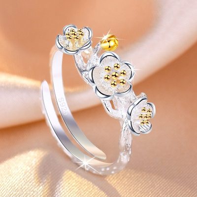 Nhẫn bạc nữ hình bông hoa mận LILI_593326_4