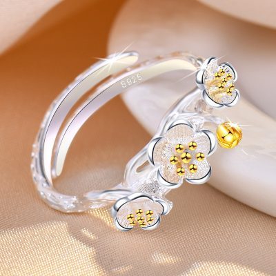 Nhẫn bạc nữ hình bông hoa mận LILI_593326_5
