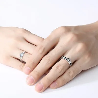 Nhẫn đôi bạc đính đá CZ hiệp sĩ và công chúa Vincent LILI_932724_2