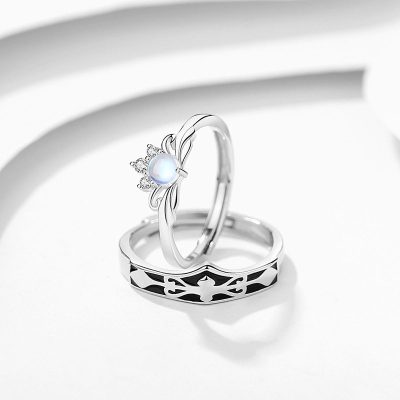 Nhẫn đôi bạc đính đá CZ hiệp sĩ và công chúa Vincent LILI_932724_3
