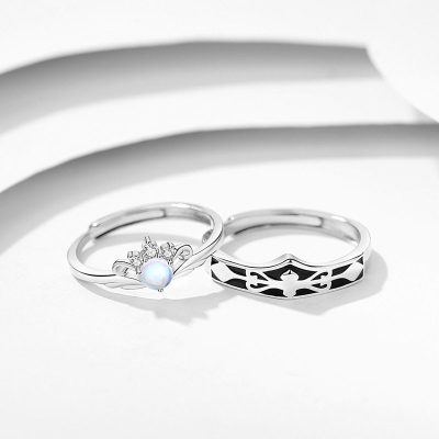 Nhẫn đôi bạc đính đá CZ hiệp sĩ và công chúa Vincent LILI_932724_4