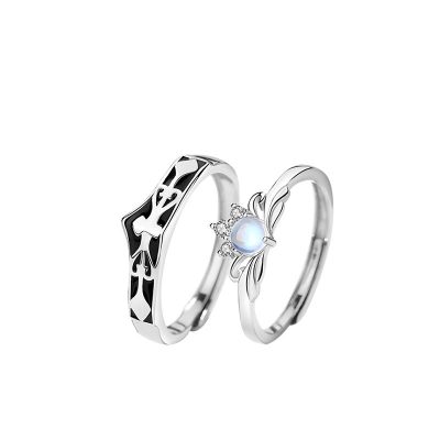 Nhẫn đôi bạc đính đá CZ hiệp sĩ và công chúa Vincent LILI_932724_5